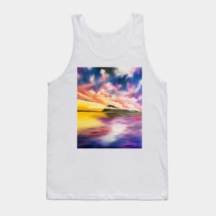 Dramatic Sky and Water Scene, Beach Sunset, Colorful Beach Sunset, Cloudy Sky, Waterscape, Skyscape Tank Top